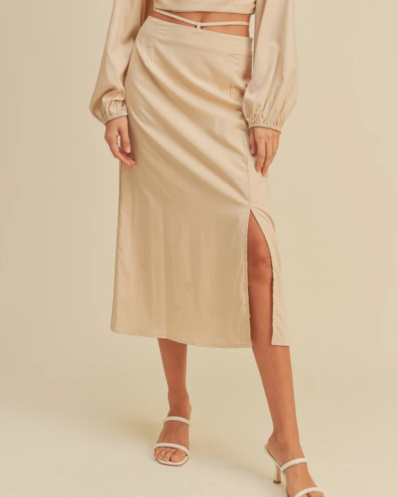 Waist Tie Slit Skirt
