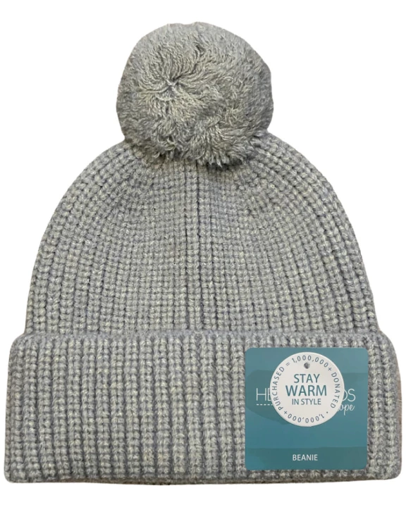 Kid's Removable Pom Pom Beanie - Grey