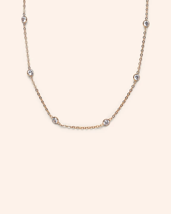 CZ Station Necklace in Gold-Filled