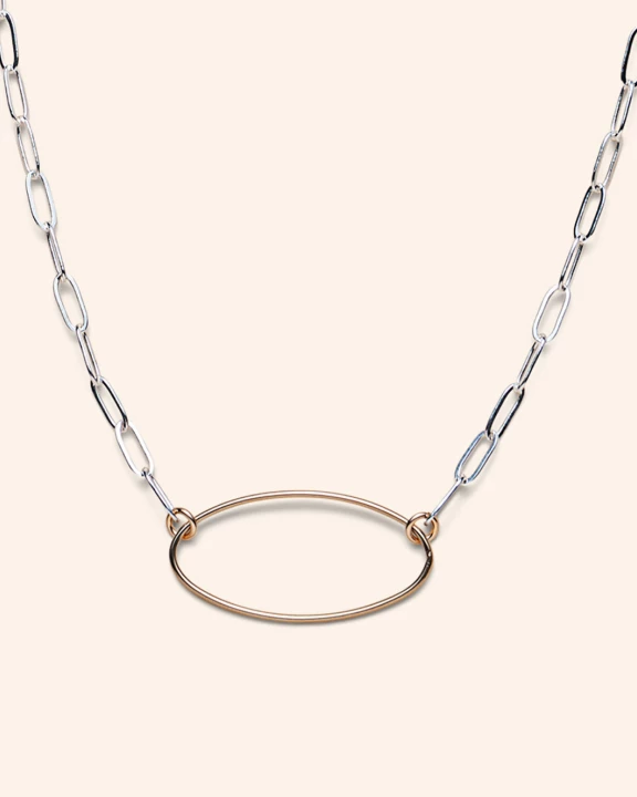 Oval Necklace in Mixed Metals, Gold-Filled/Sterling Silver