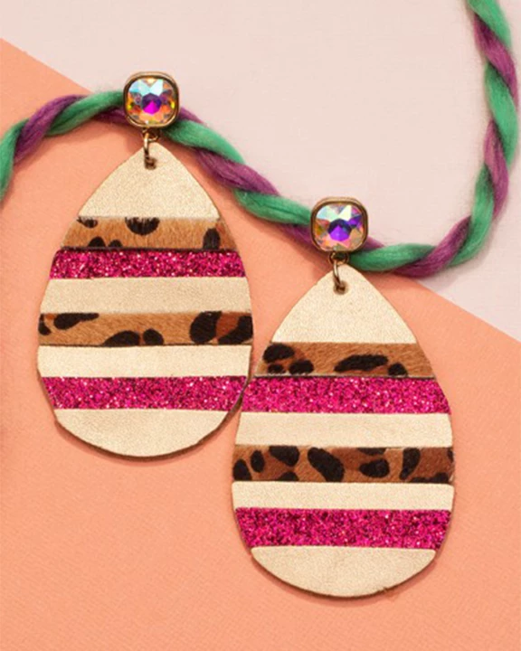 734052 - Stripe Leopard Earrings
