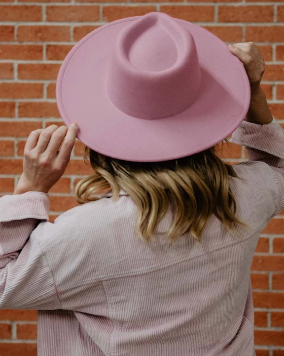 Light Pink Wholesale Wide Brim Felt Hat for Women