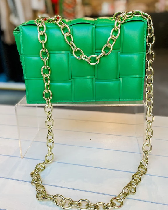 Austin Green Woven Chain Bag