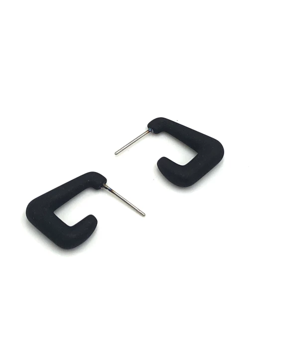 Black Frosted Elle Hoop Earrings
