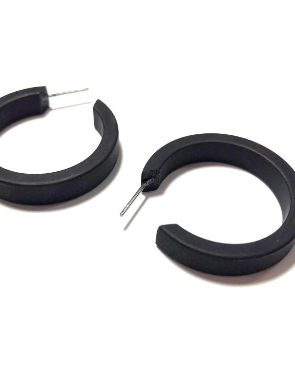 Black Frosted Small Classic Hoop Earrings