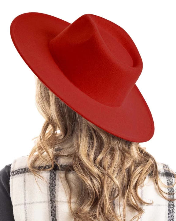 Fire Brick Red Wide Brim Felt Wholesale Hat for Women