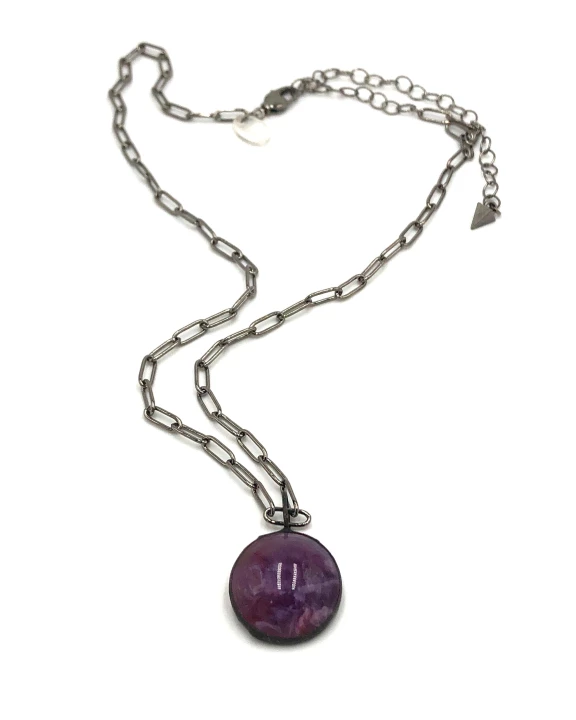 Lavender Gemz Coin & Paperclip Layering Necklace