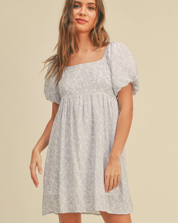 Square Neck Short Puff Sleeve Short Dress