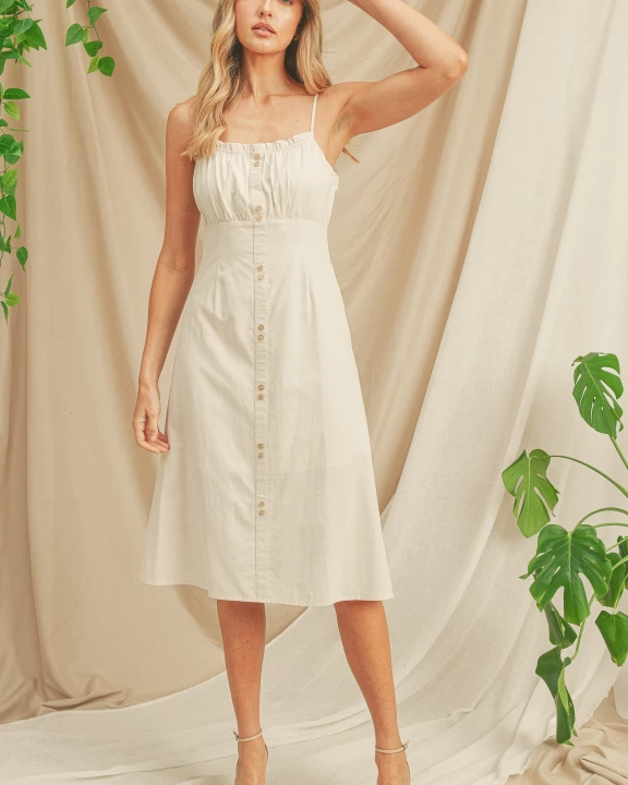 Front Button Detail Short Sleeve Dress