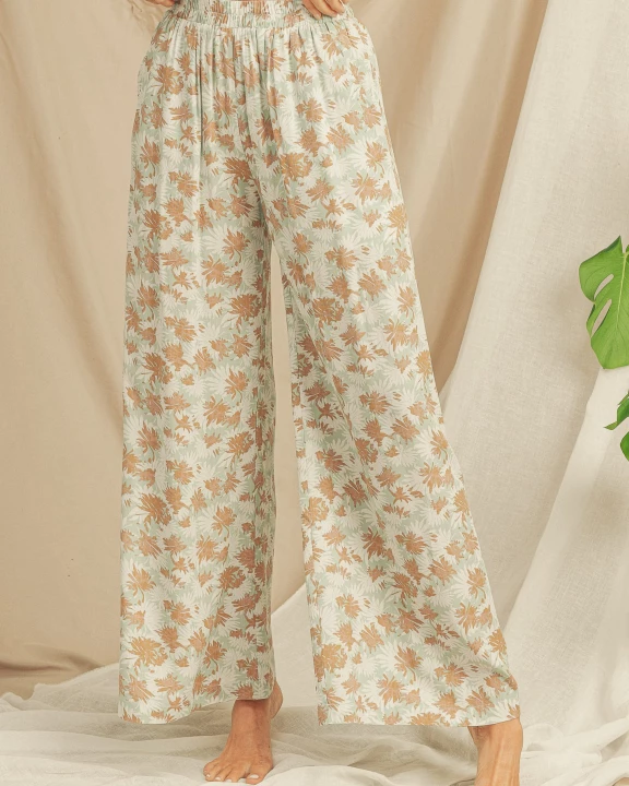 Elastic Waist Wide Long Pants