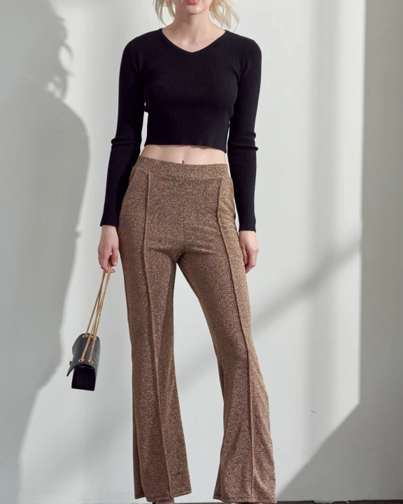 SOLID METALLIC HIGH WAIST PANTS - KRP3052