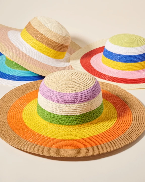AZCH344502 - Stripe Straw Floppy Sun Hat