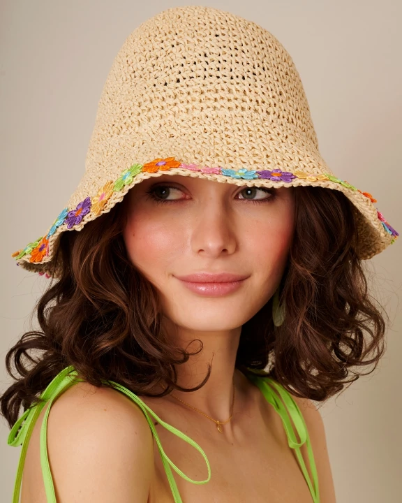 AZCH344507 - Floral Straw Bucket Hat