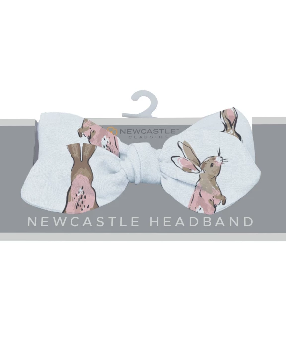 Powder Pink Bunnies Bamboo Newcastle Headband