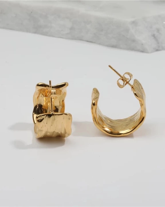 Natural Elements Textured Gold Chunky Earrings - ETA 2/28