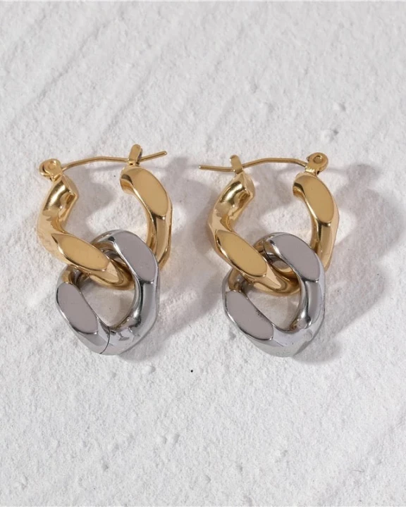 Natural Elements Mixed Metal Chain Earrings -ETA 2/28