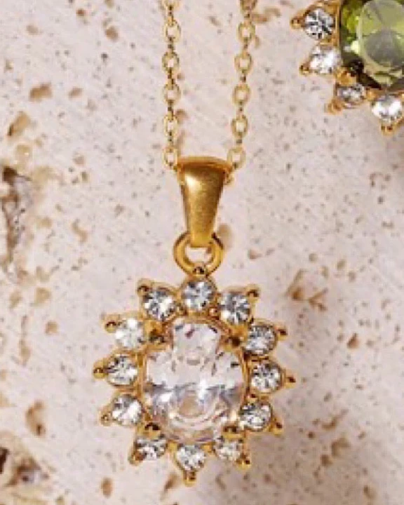 Natural Elements Gold White Stone Sun Necklace - ETA 2/28