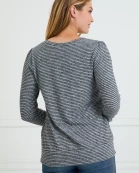 Striped V Neck Long Sleeve Top