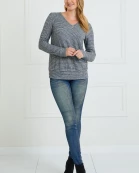 Striped V Neck Long Sleeve Top