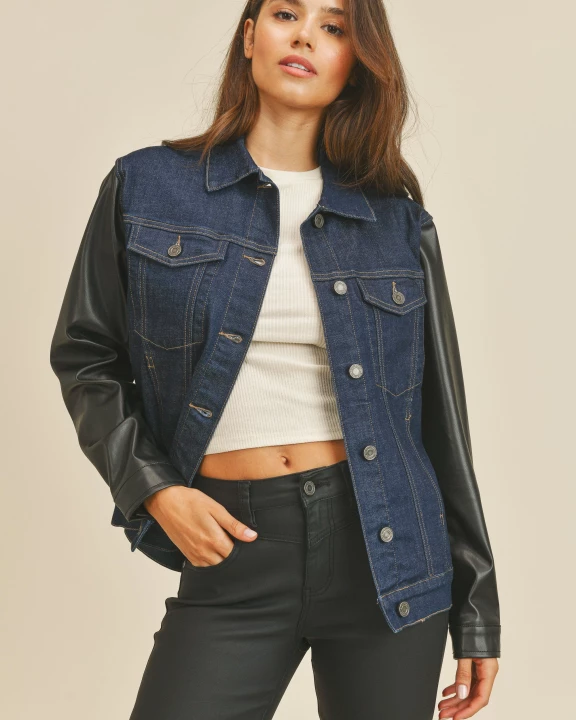 PU Mixed Boyfriend Jacket
