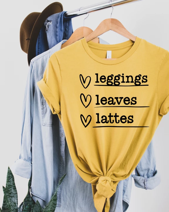 Leggings Leaves and Lattes Fall T-Shirt