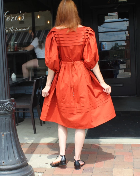 Pleated Olga Dress Rust