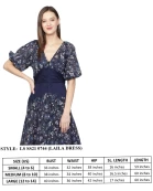 Laila Long Dress Blue Print Yoke on Waist