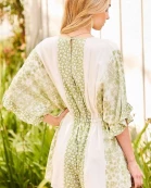 V-Neck Adjustable Waist Tie Strap Ruffle Sleeve Back Button Floral Print Mix Romper