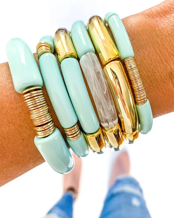Light Tiffany Blue Acrylic Tube Bamboo