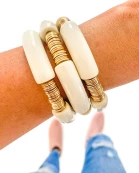 Ivory Acrylic Tube Bamboo Bracelet