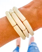 Ivory Acrylic Tube Bamboo Bracelet