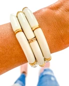Ivory Acrylic Tube Bamboo Bracelet