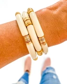 Ivory Acrylic Tube Bamboo Bracelet