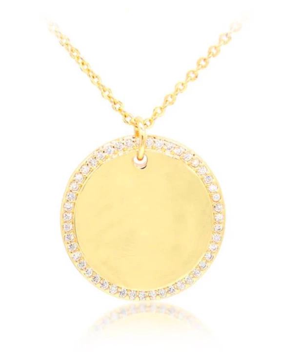 Pavé CZ Round Pendant Necklace