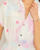 Star Patch Denim Tie Dye Romper