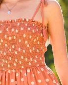 Smoking To Side Pockets Polka Dot Dress