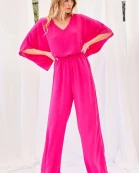 Side Pocket Back Button Solid Jumpsuit