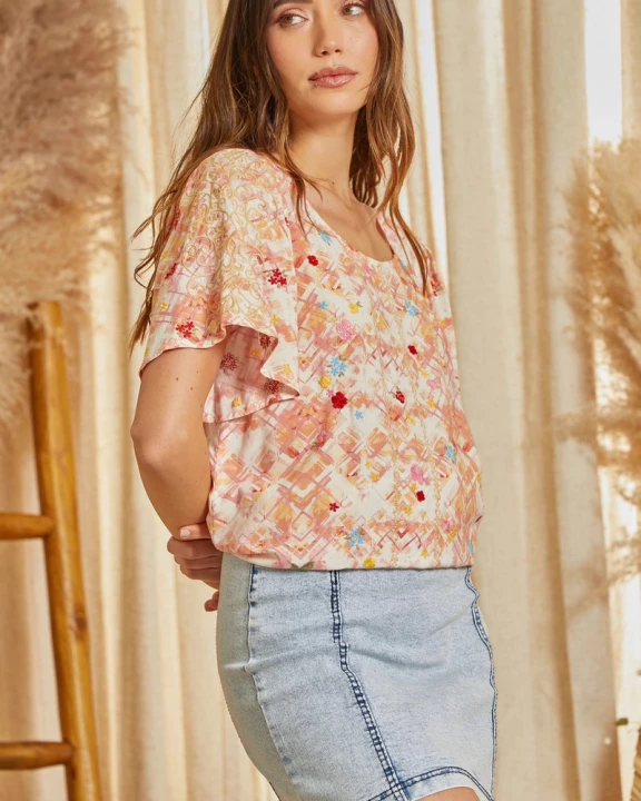 Embroidered Tunic Top T10580
