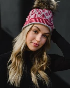 Gray with Red Tree Pattern Pom Hat