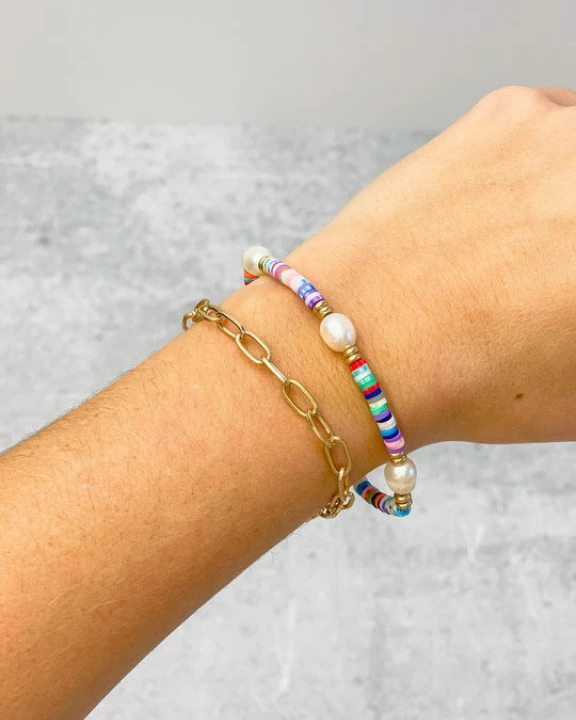 Rubber Disc & Chain Link Bracelet Duo