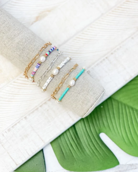 Rubber Disc & Chain Link Bracelet Duo