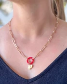 Gold Paperclip Silicone Ring Charm Necklaces