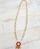Gold Paperclip Silicone Ring Charm Necklaces