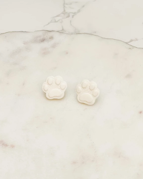 Clay Paw Print Stud Earrings