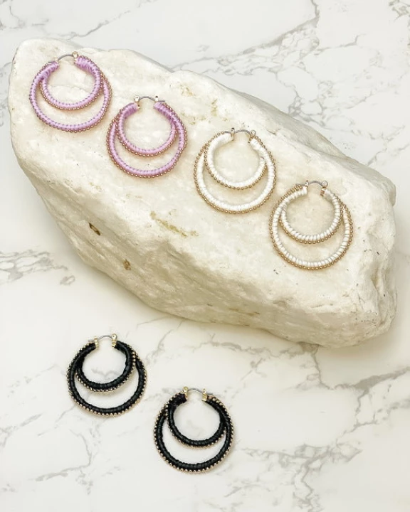 Gold Ball Double Hoop Earrings