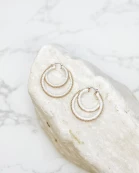 Gold Ball Double Hoop Earrings