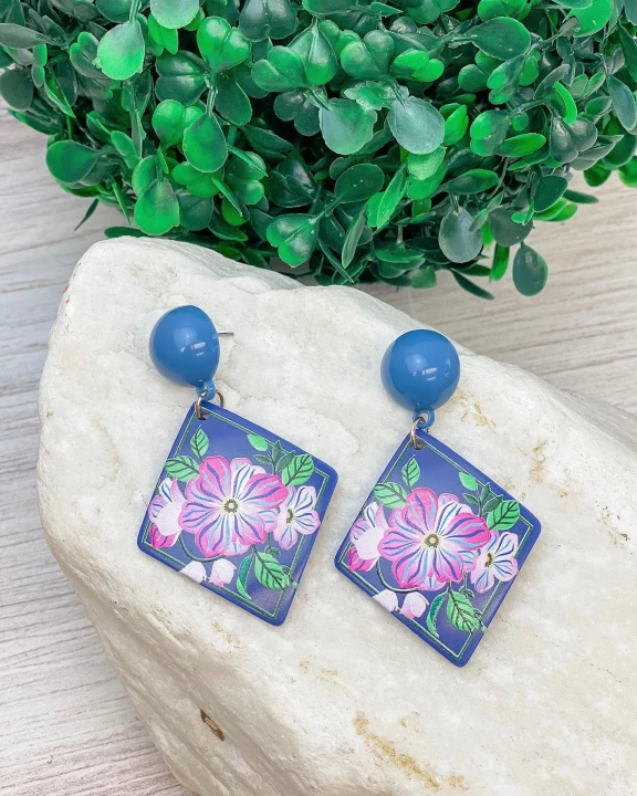 Mosaic Tile Clay Dangle Earrings