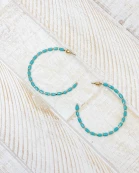Beaded Gold Skinny Open Hoop Earrings