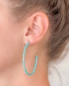 Beaded Gold Skinny Open Hoop Earrings