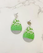 Cheetah Painted Clear Glitter Dangle Earrings